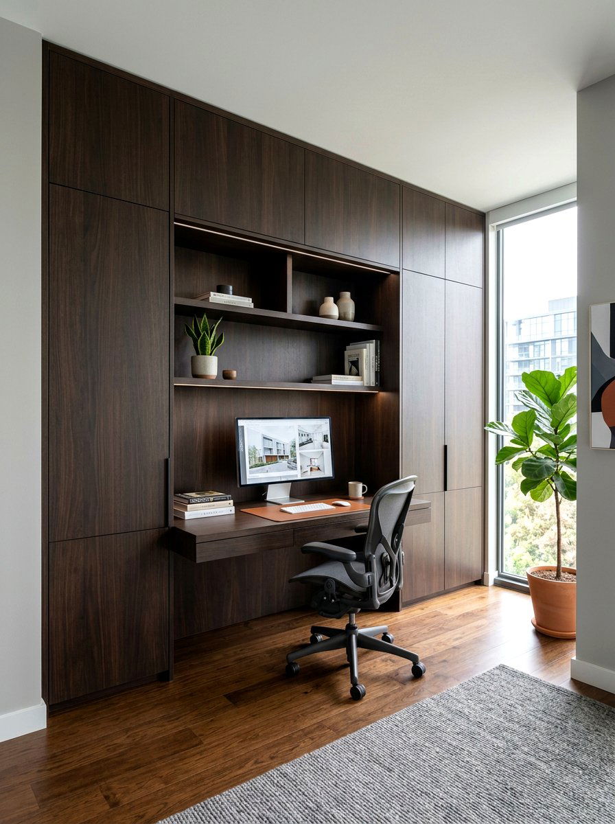 Dark Wood Built In Cabinets - 30 dark wood office ideas