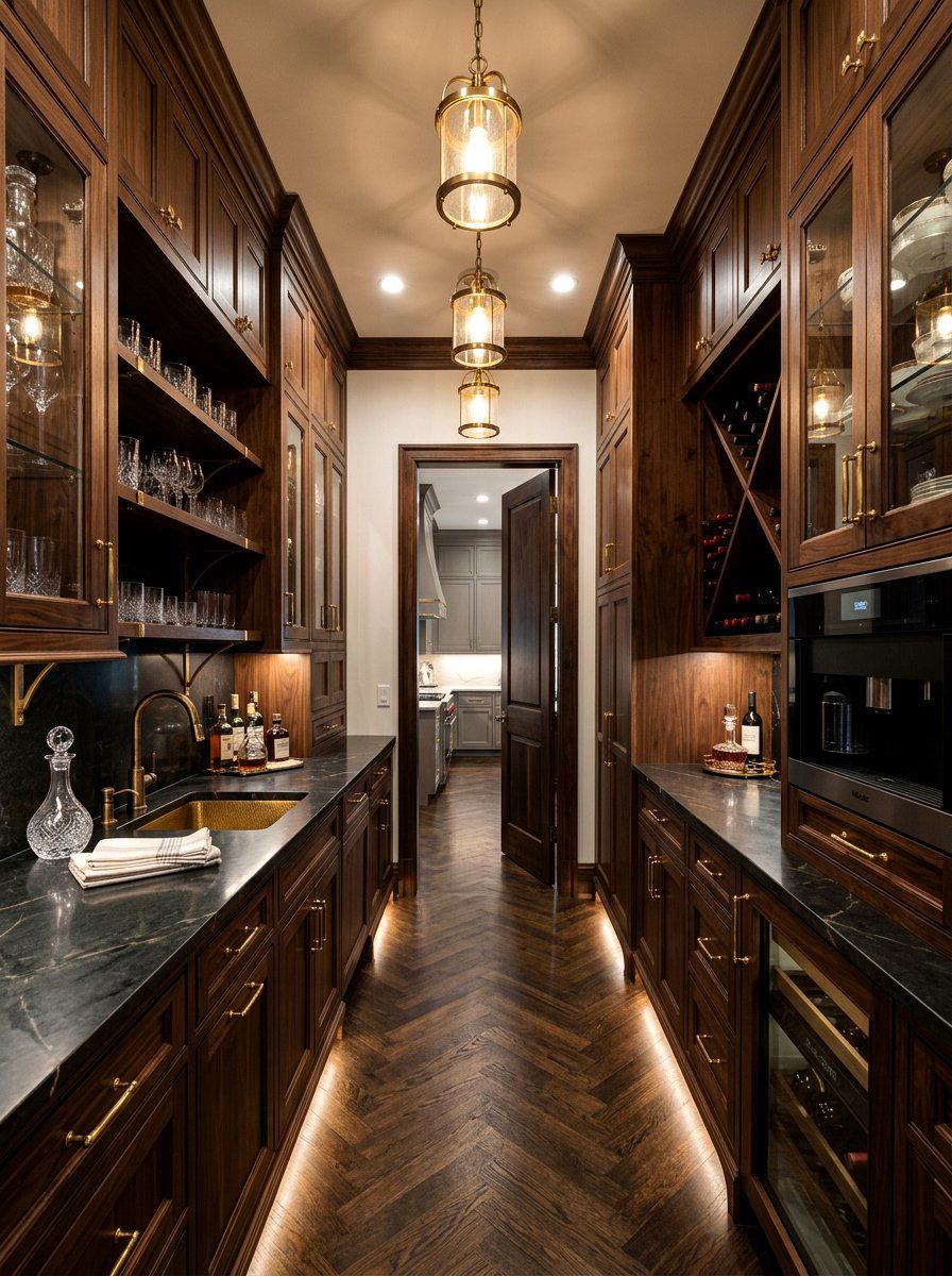 Dark Wood Butler Pantry - 30 butler pantry storage ideas