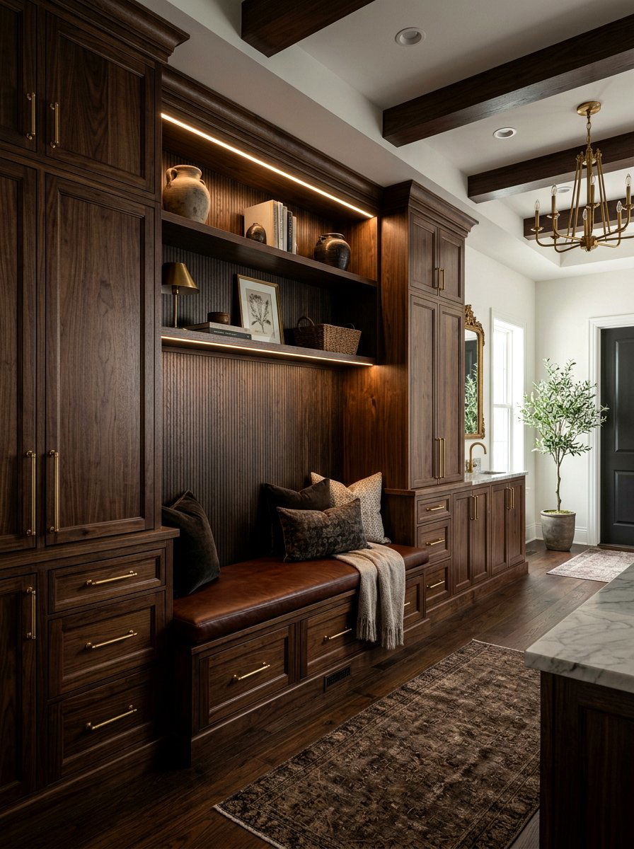 Dark Wood Cabinetry - 30 drop zone ideas