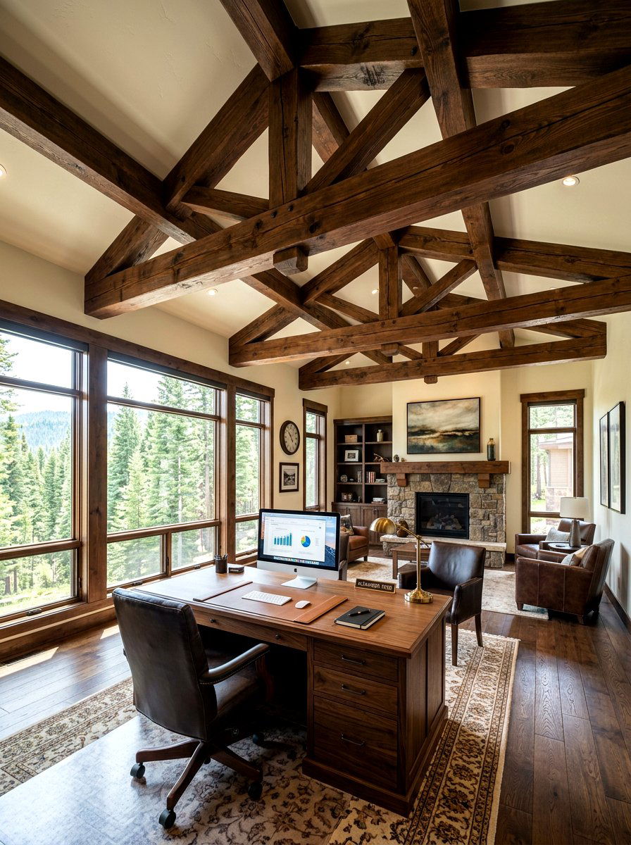 Dark Wood Ceiling Beams - 30 dark wood office ideas