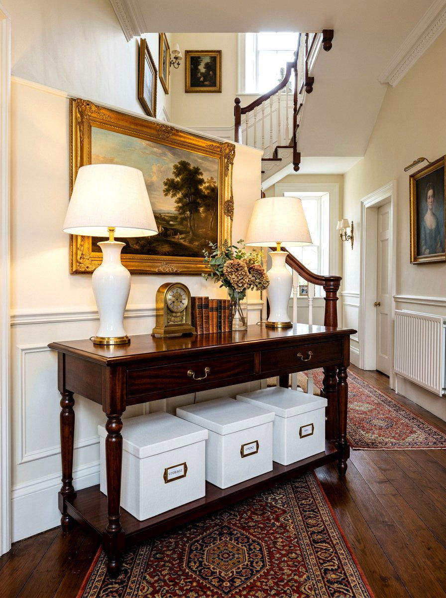 Dark Wood Console Table - 30 front hall console ideas