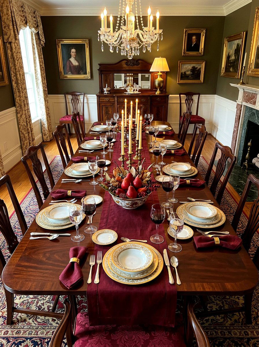Dark Wood Dining Table - 30 oxblood fall dining room ideas