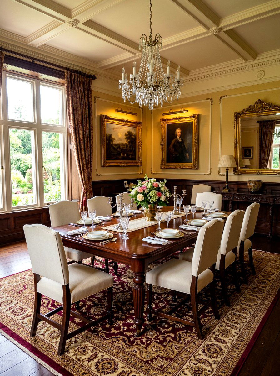 Dark Wood Dining Table - 30 warm traditional dining room ideas