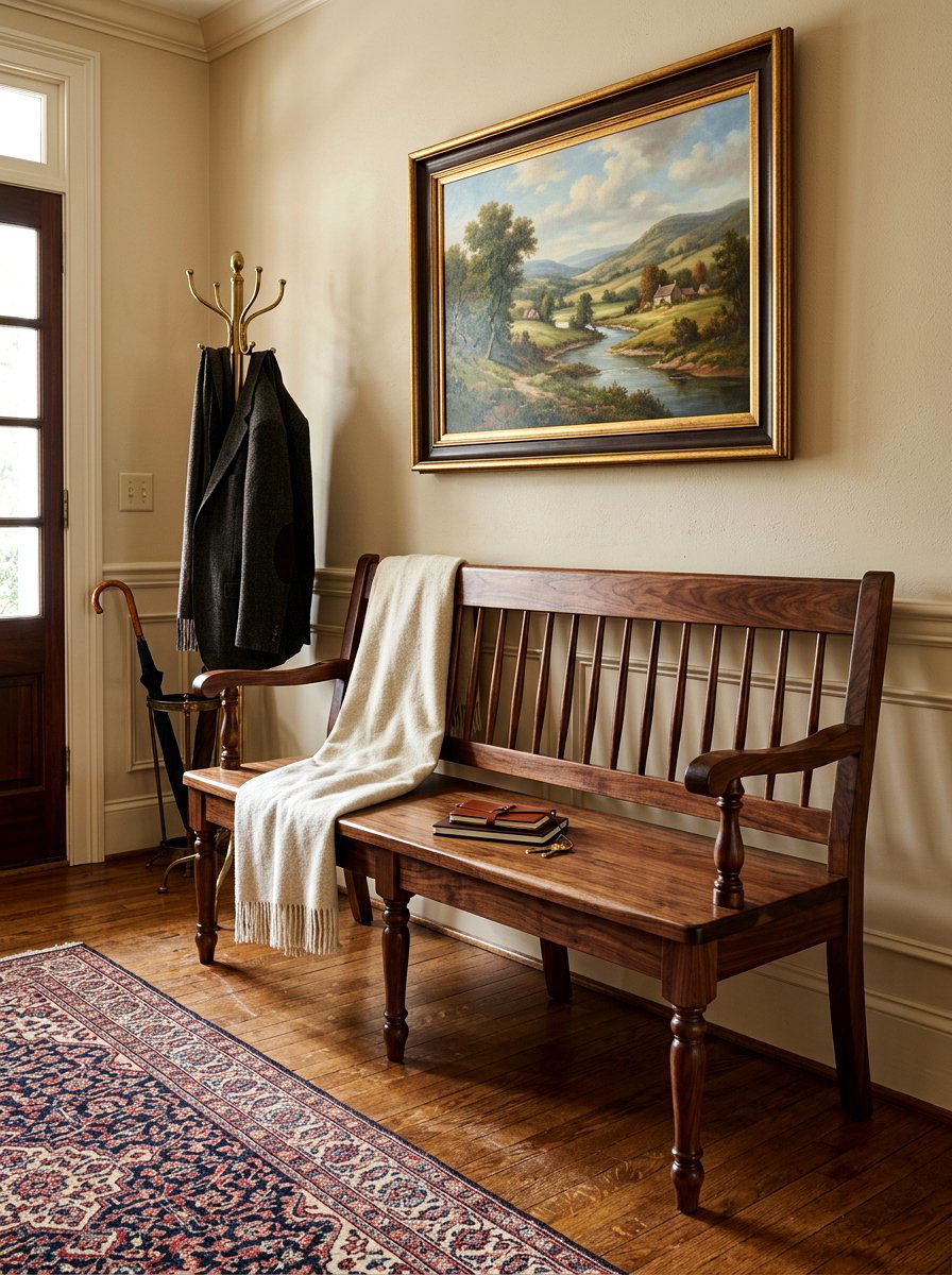Dark Wood Entryway Bench - 30 entryway bench ideas