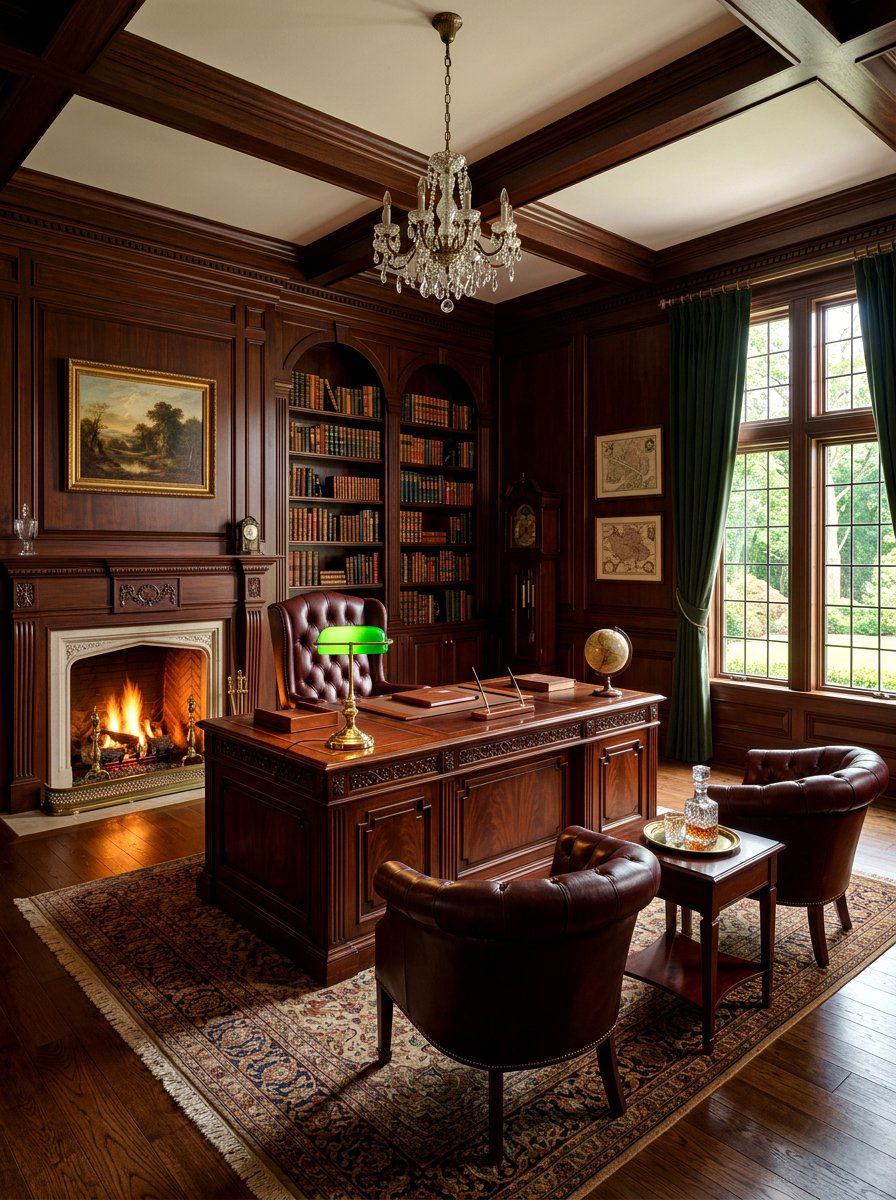 Dark Wood Executive Office - 30 luxury home office ideas
