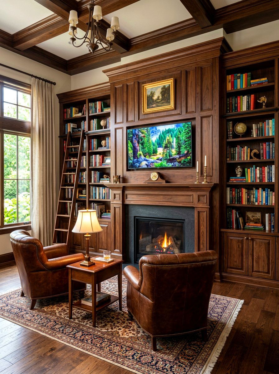 Dark Wood Fireplace Surround With TV - 30 fireplace and TV layout ideas