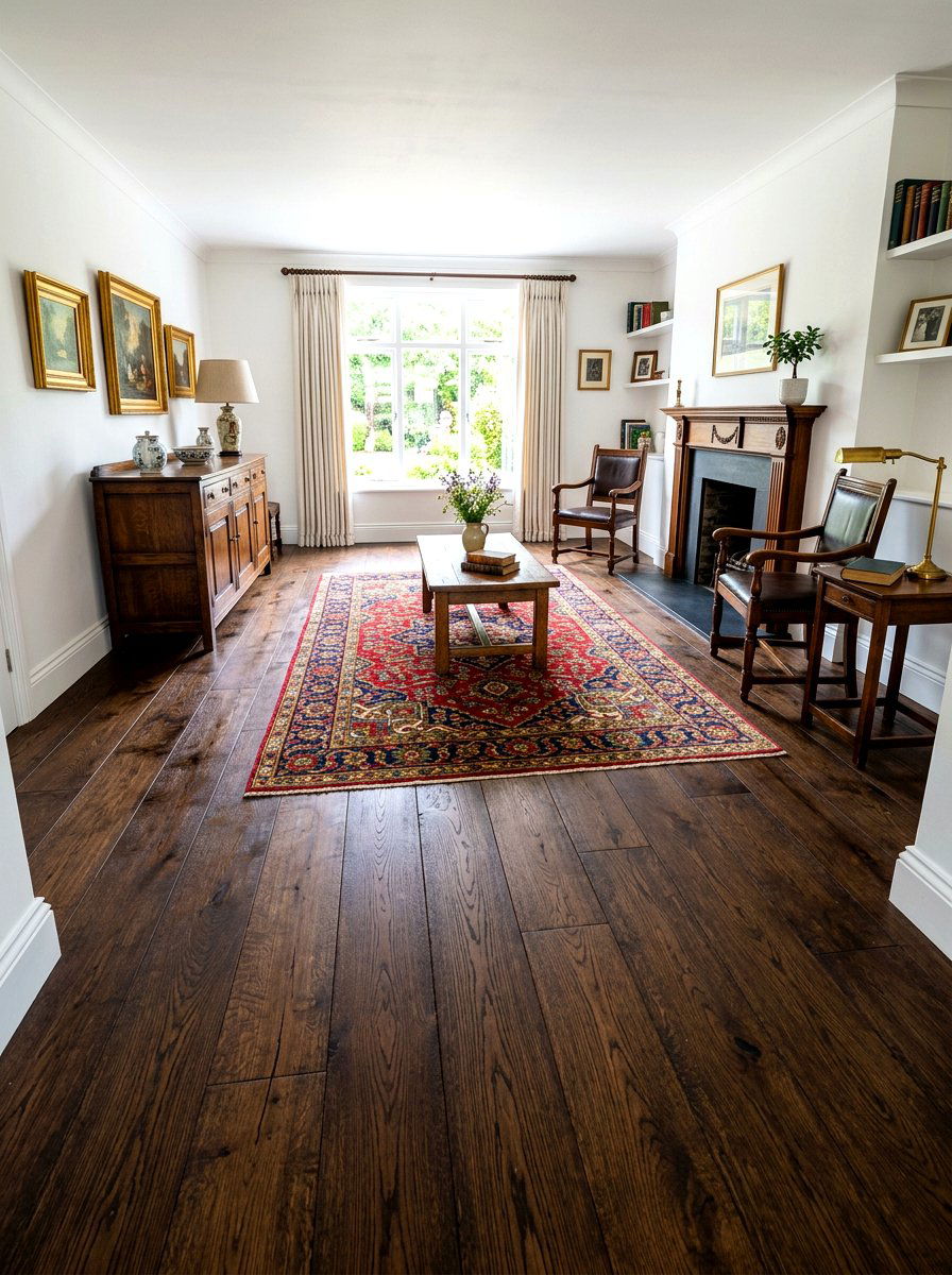 Dark Wood Floorboards - 30 English cottage living room ideas
