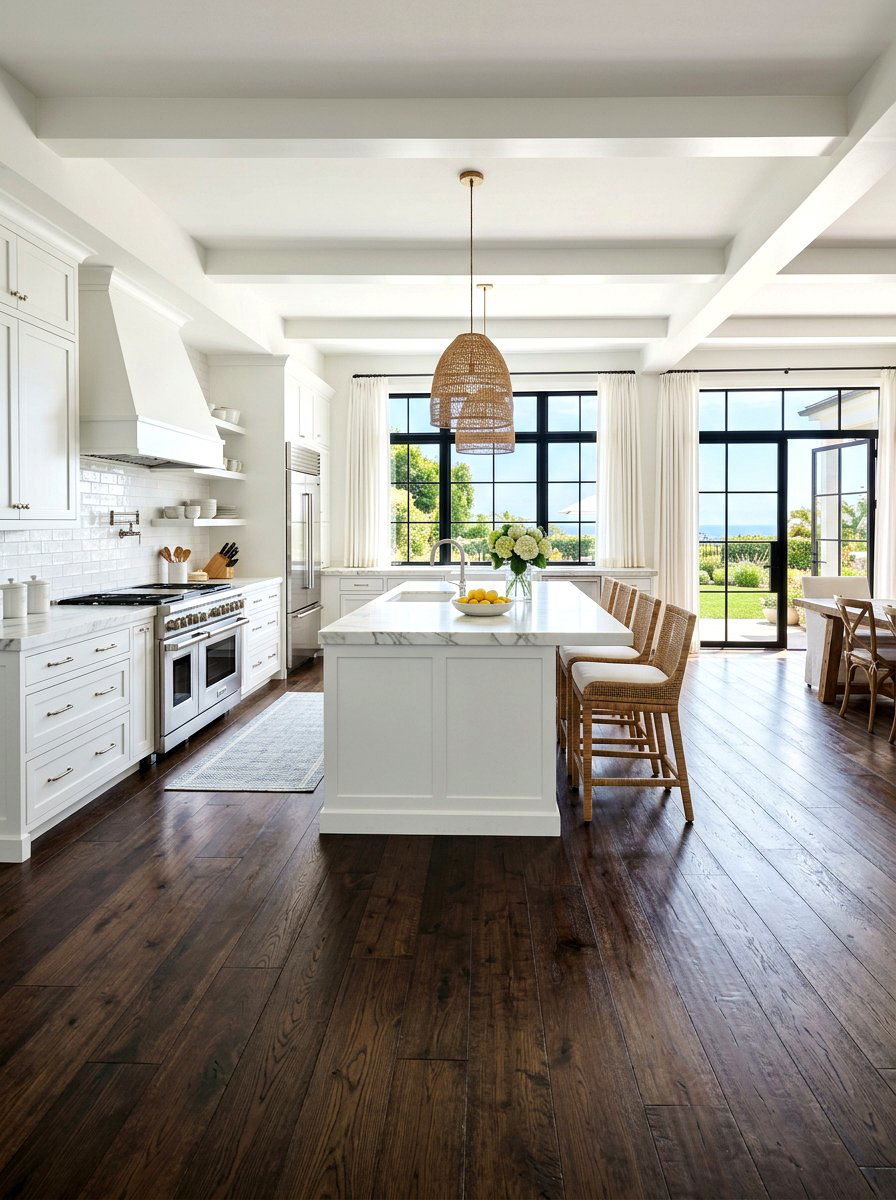 Dark Wood Floors - 30 Hamptons kitchen ideas