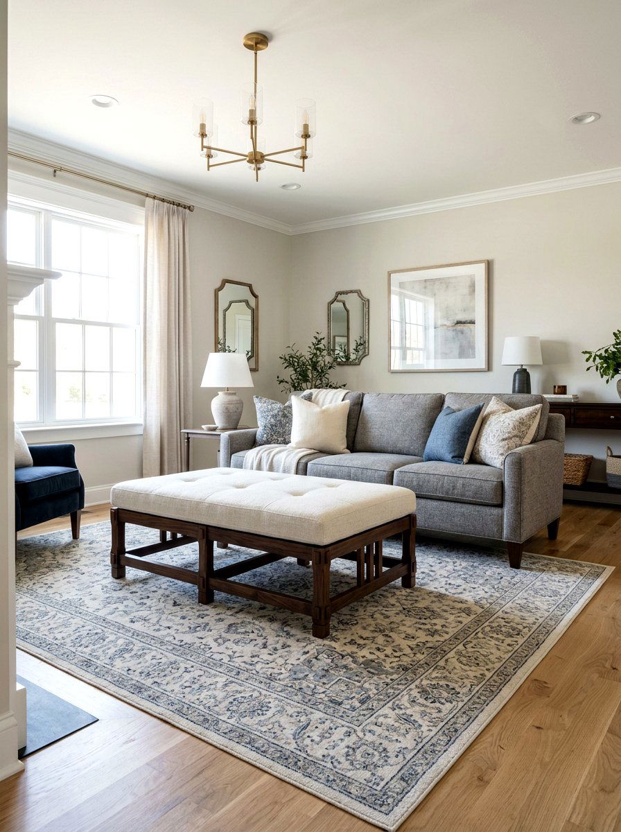 Dark Wood Framed Ottoman - 30 ottoman coffee table ideas