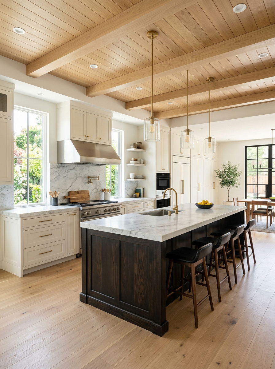 Dark Wood Island Contrast - 30 wine country kitchen ideas