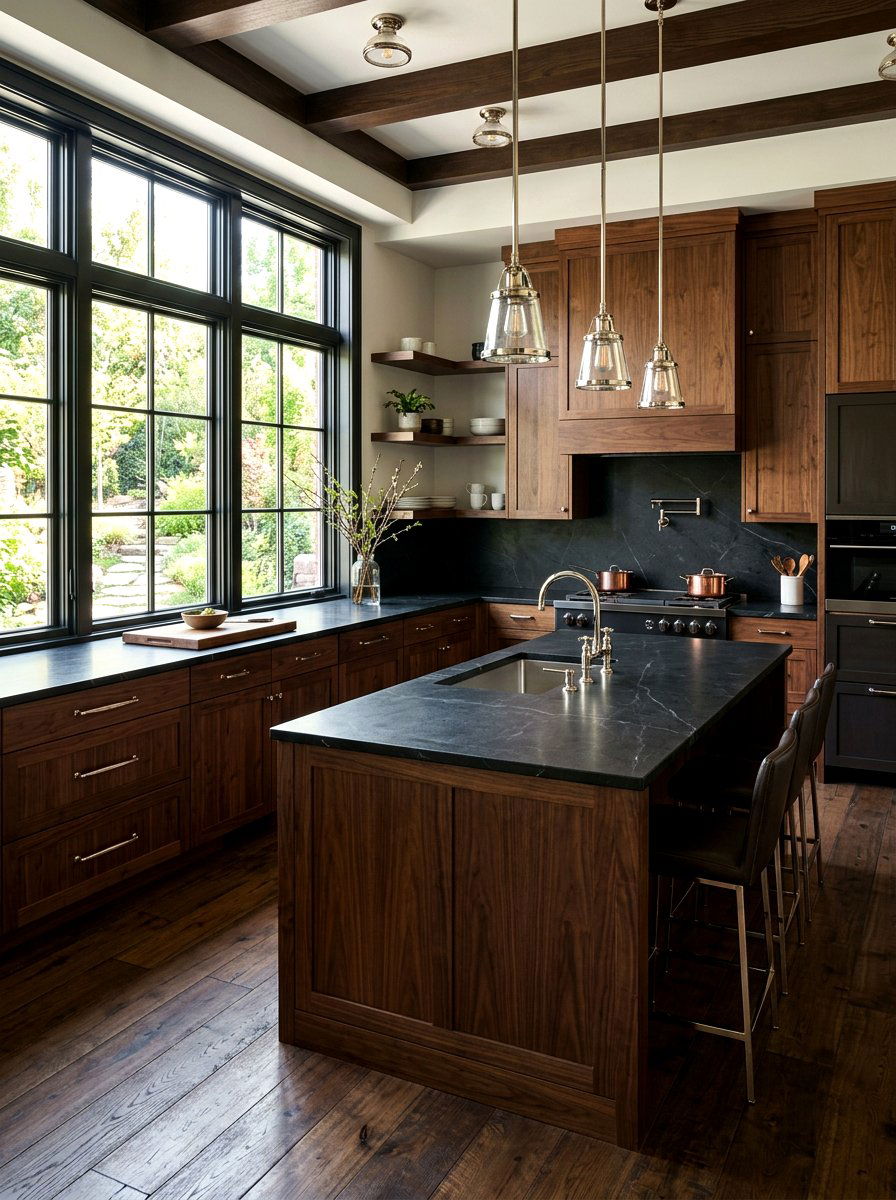Dark Wood Kitchen - 30 rustic kitchen ideas