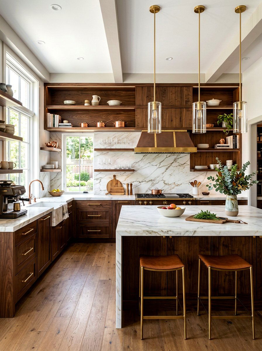 Dark Wood Kitchen Shelves - 30 kitchen shelfie ideas
