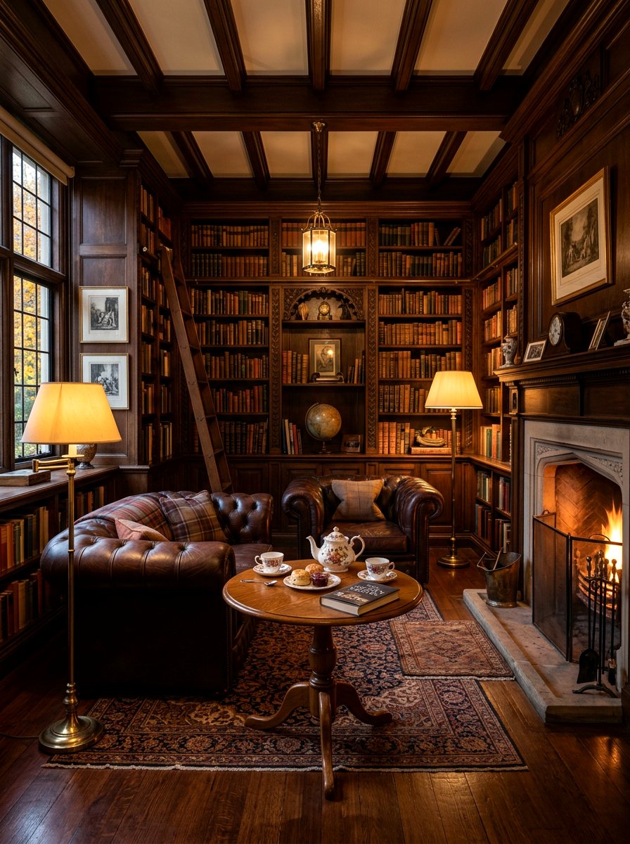 Dark Wood Library Tea Room - 30 English tea room ideas