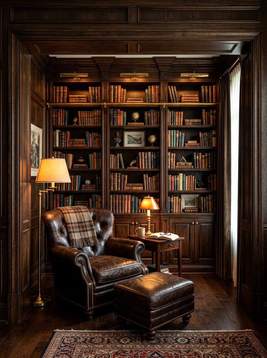 Dark Wood Library Wall Divider - 30 bookshelf divider apartment ideas