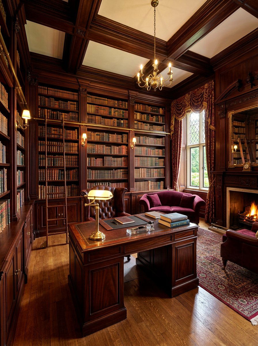 Dark Wood Library - 30 built in wall unit ideas