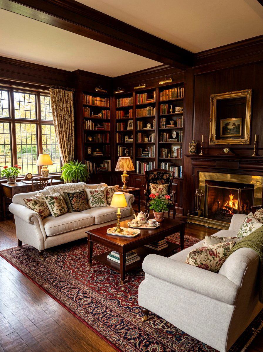 Dark Wood Living Room - 30 grandma core living room ideas