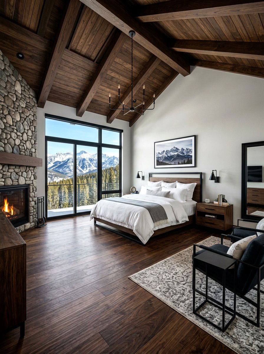 Dark Wood Mountain Bedroom - 30 mountain modern bedroom ideas