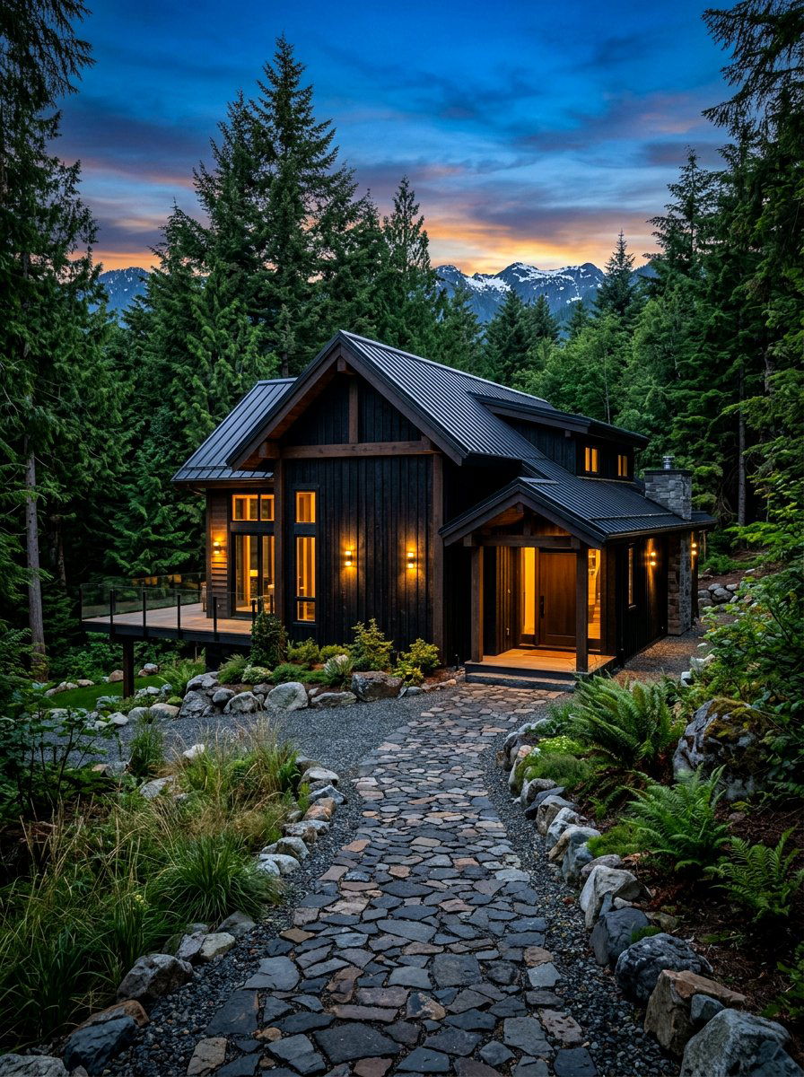 Dark Wood Mountain Home - 30 mountain house exterior ideas