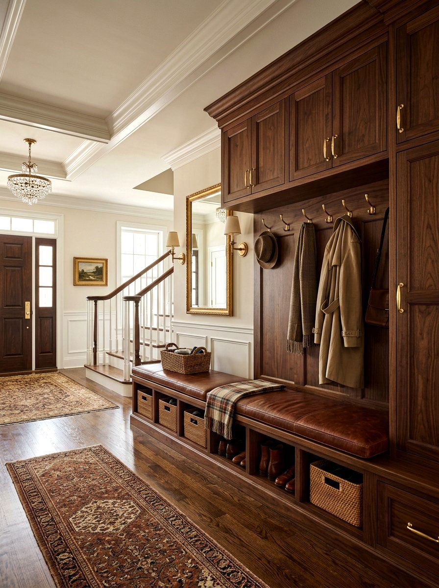 Dark Wood Mudroom Cabinet - 30 drop zone cabinet ideas