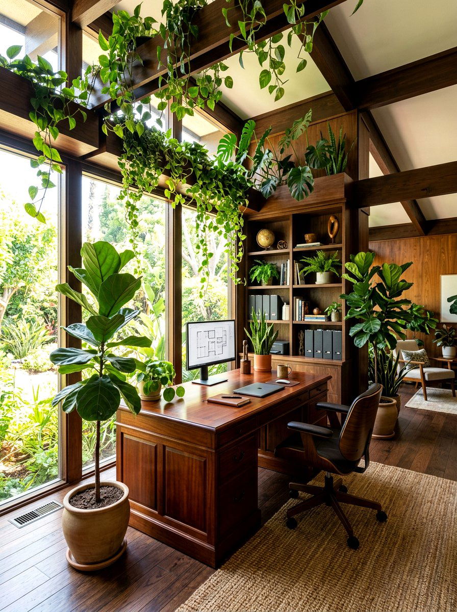 Dark Wood Office Biophilic Design - 30 dark wood office ideas