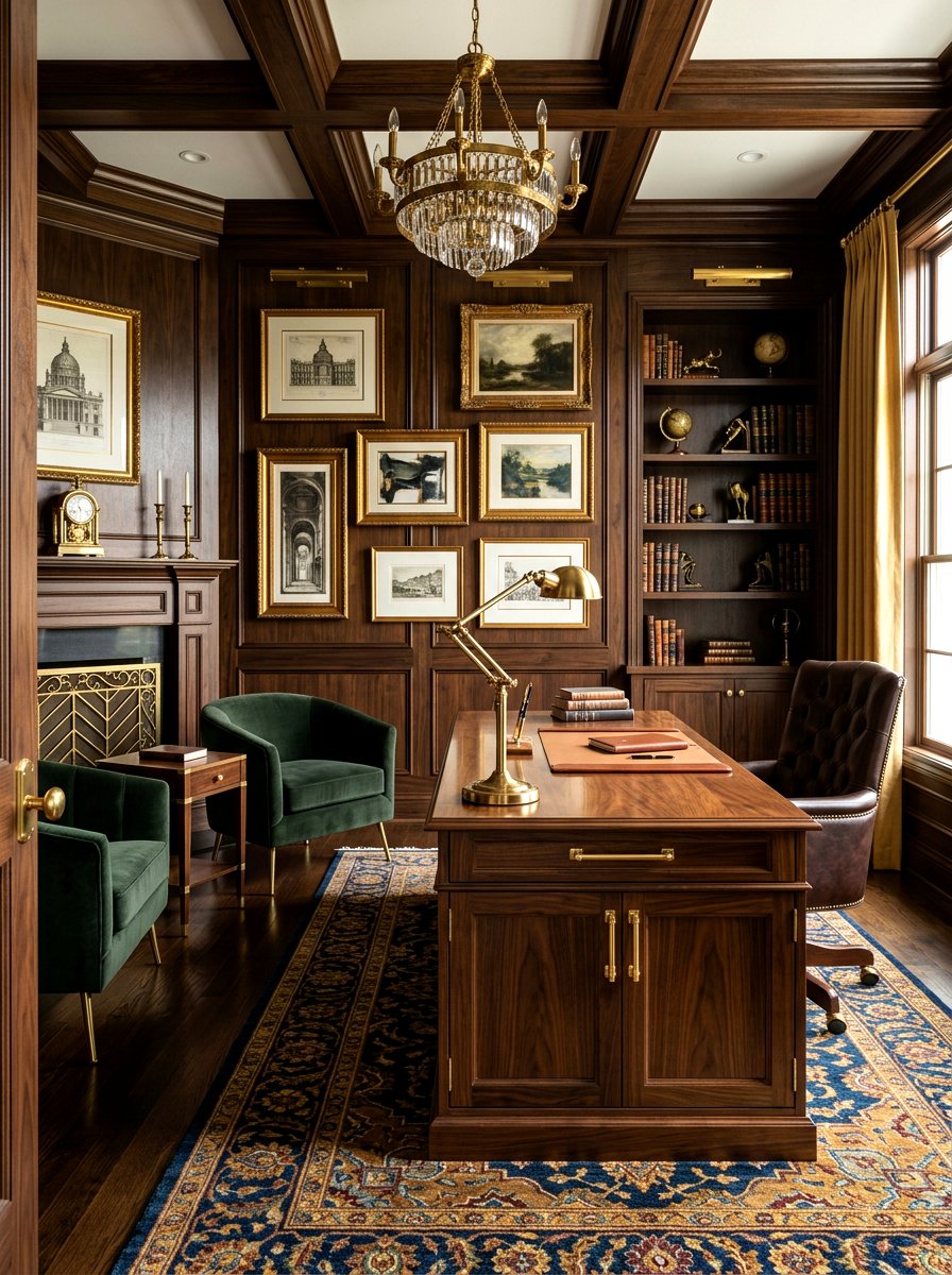 Dark Wood Office Brass Accents - 30 dark wood office ideas