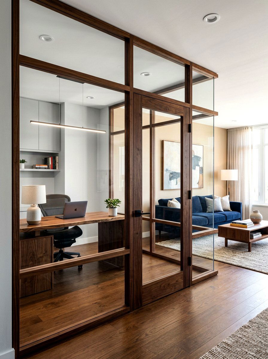 Dark Wood Office Glass Partition - 30 dark wood office ideas