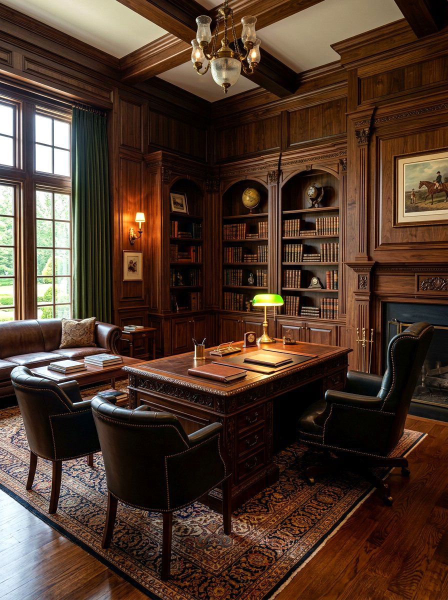 Dark Wood Office - 30 masculine office ideas