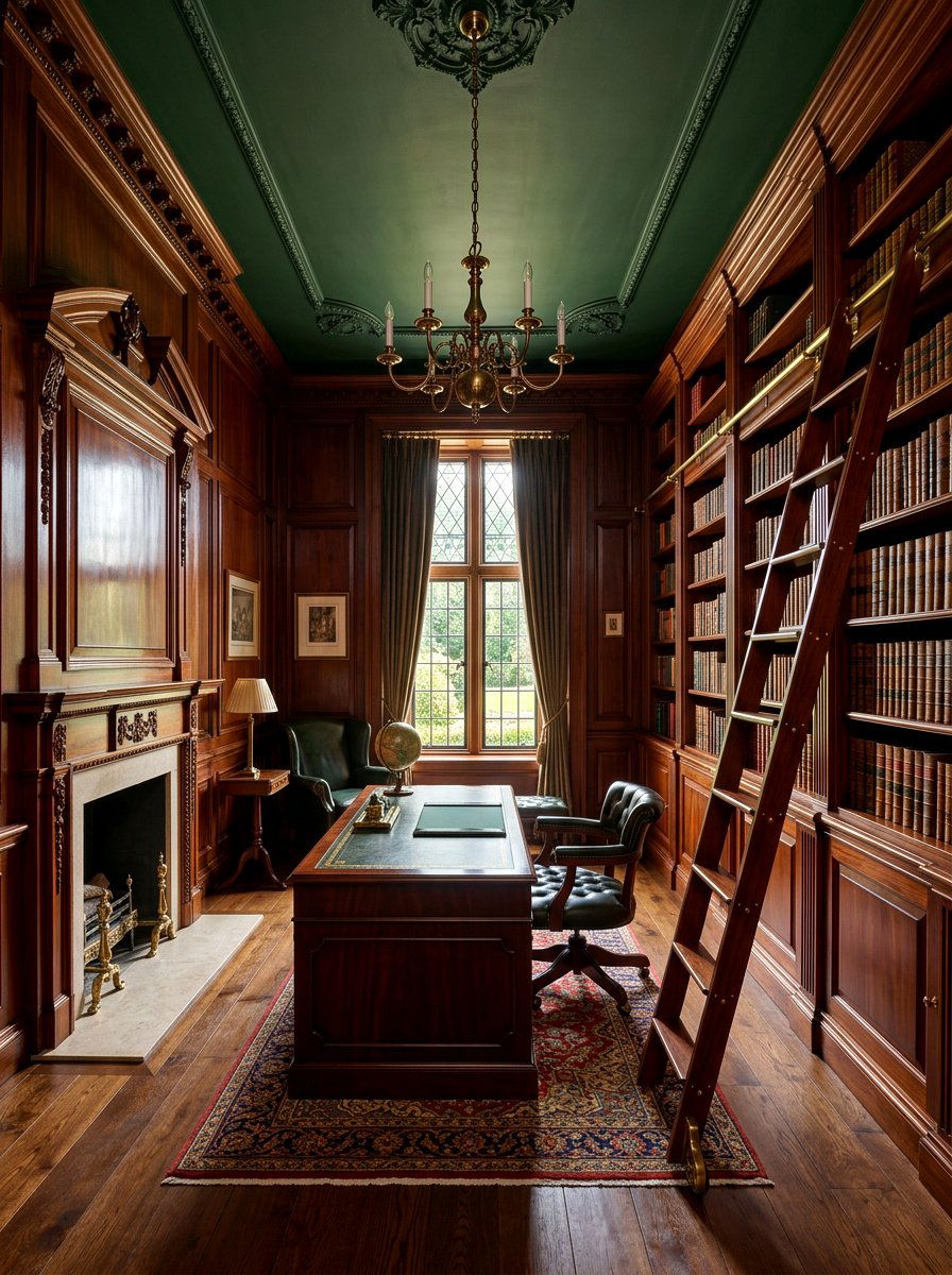 Dark Wood Panel Study - 30 moody reader nook ideas