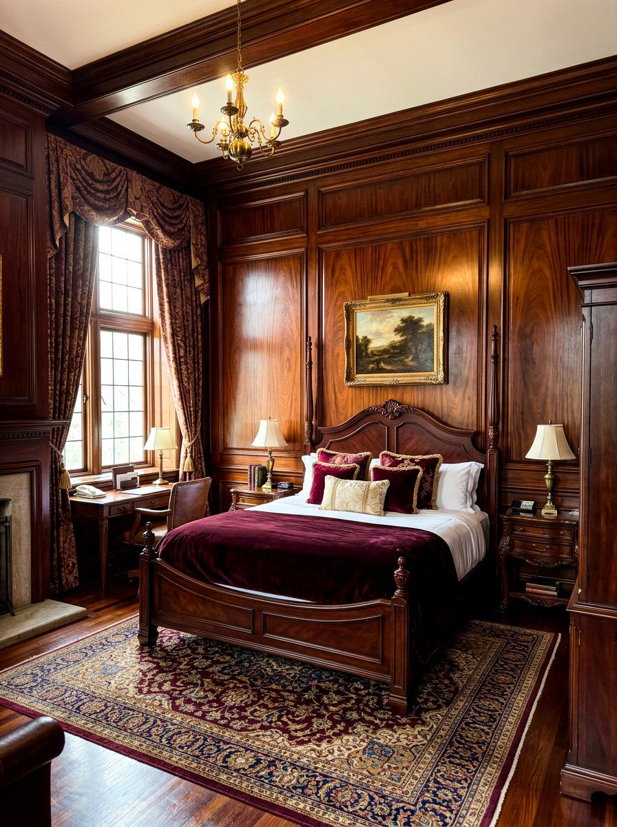 Dark Wood Paneled Bedroom - 30 moody hotel bedroom ideas