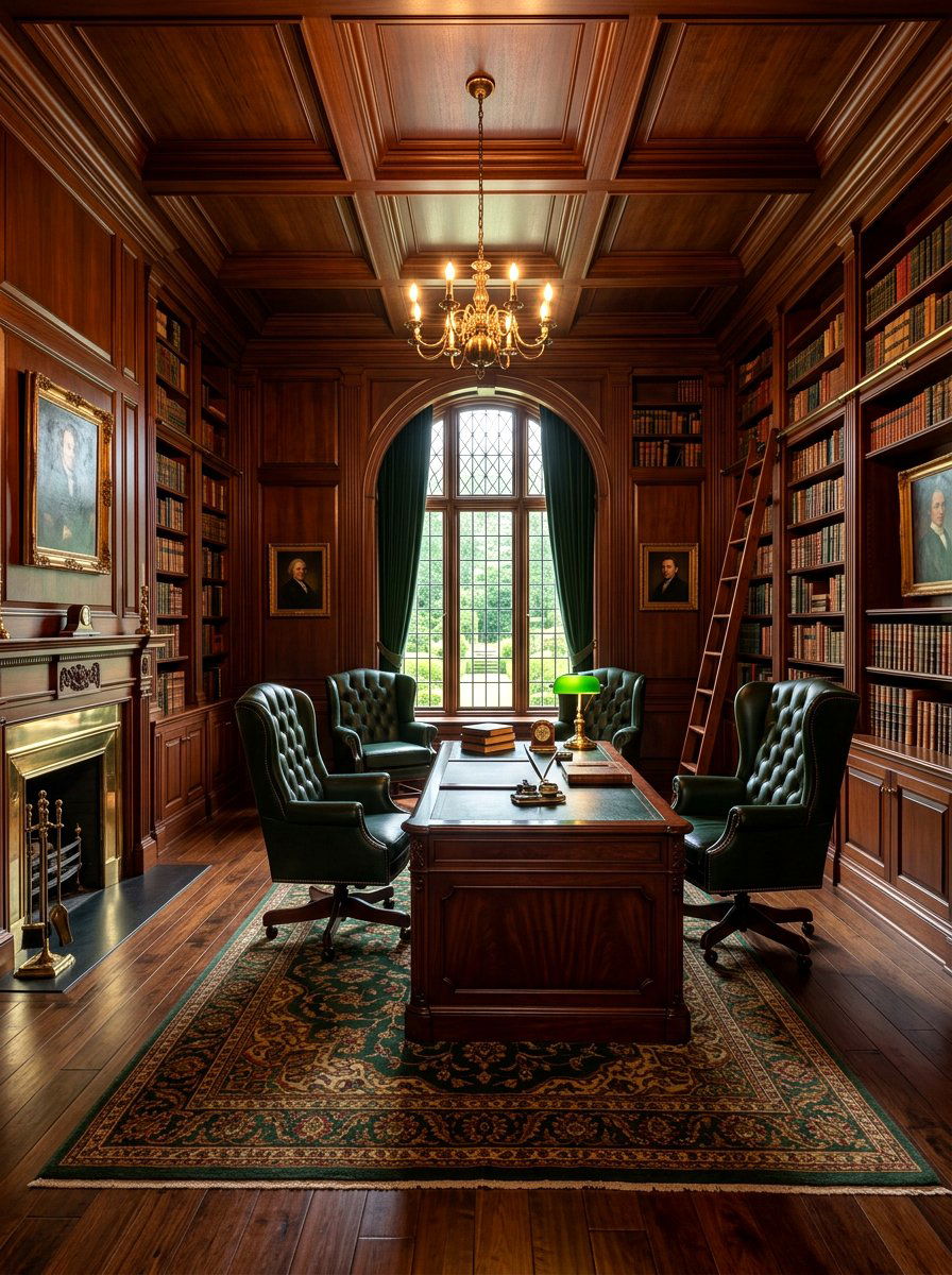 Dark Wood Paneled Library - 30 moody reading room ideas