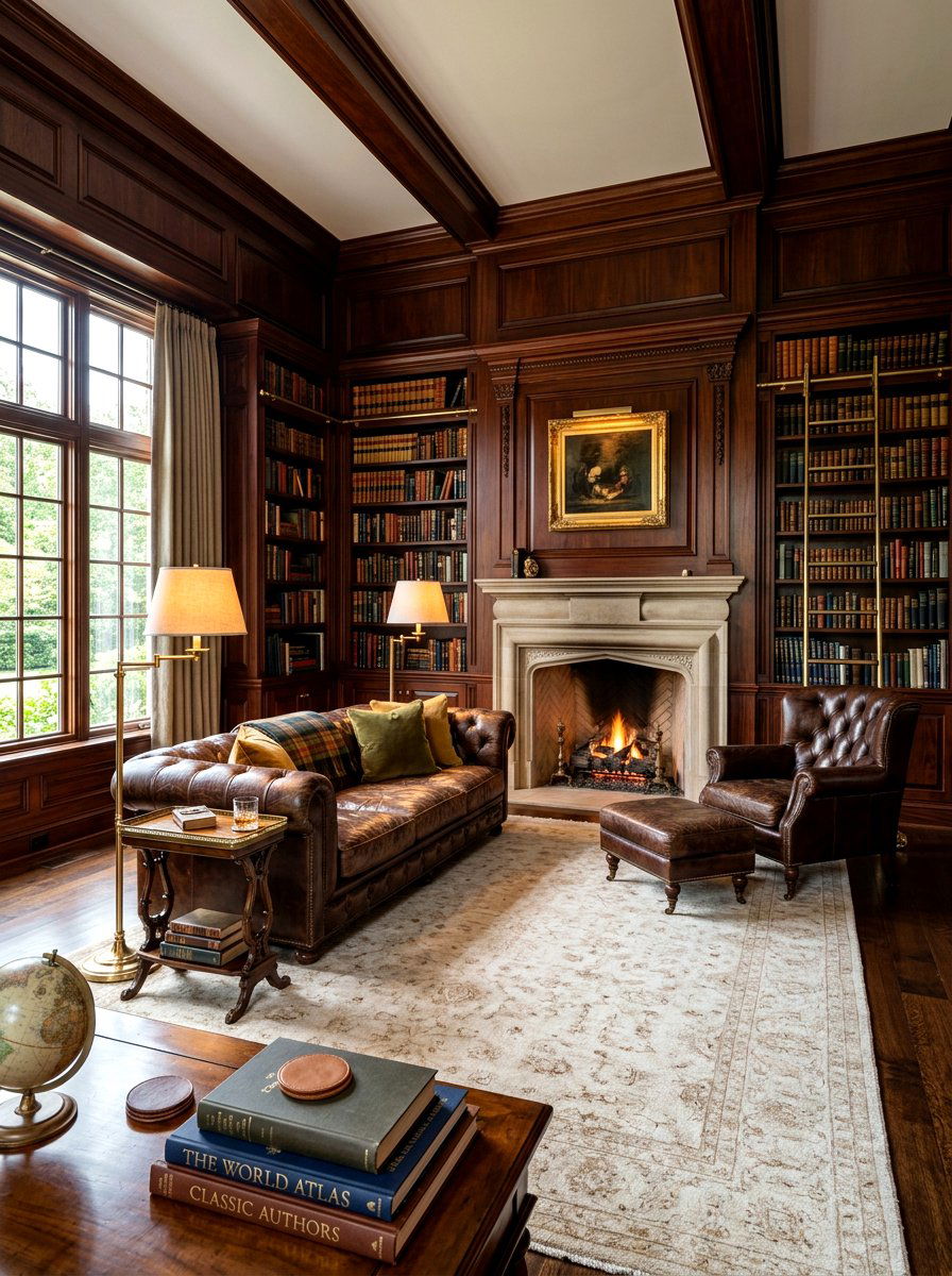 Dark Wood Paneled Living Room - 30 classic traditional living room ideas