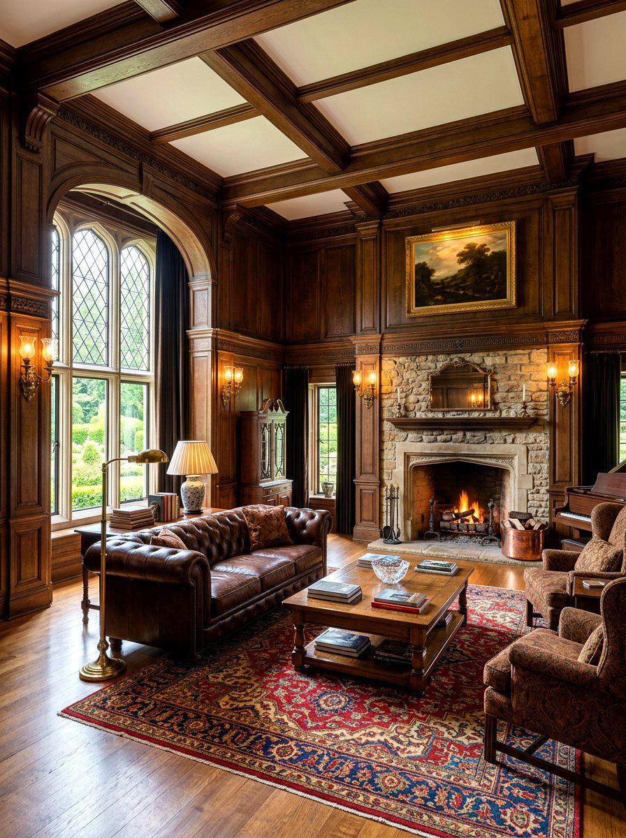 Dark Wood Paneling - 30 English manor living room ideas