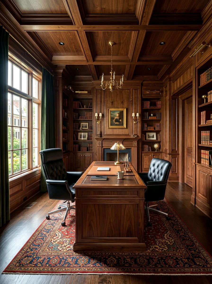 Dark Wood Paneling - 30 moody editor office ideas