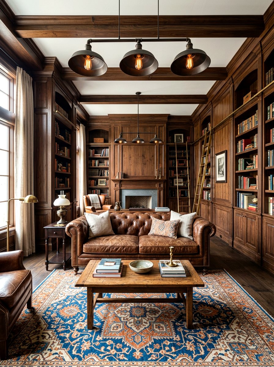 Dark Wood Paneling - 30 moody hotel lobby living room ideas