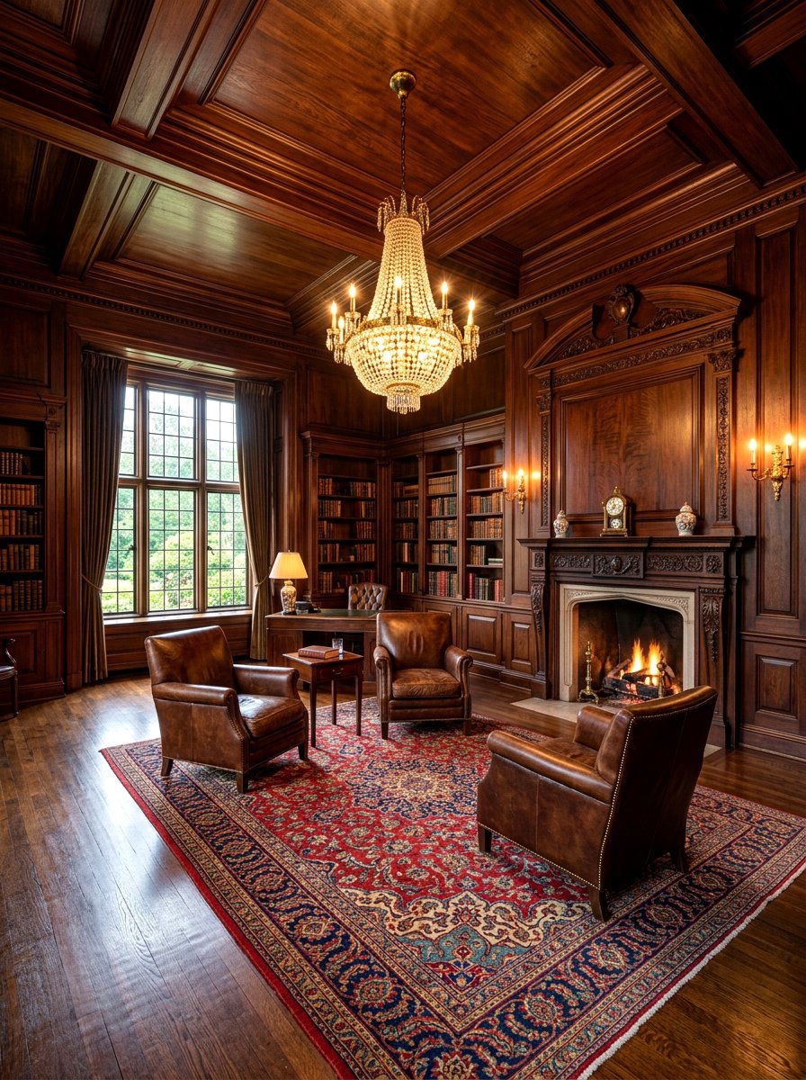 Dark Wood Paneling - 30 old money lounge ideas