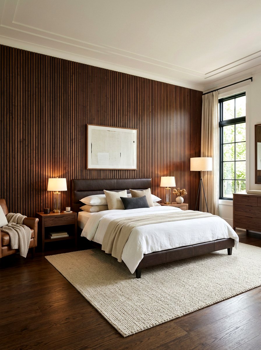 Dark Wood Paneling - 30 moody bedroom ideas