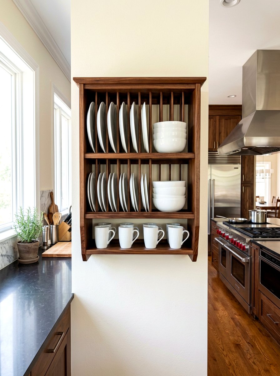 Dark Wood Plate Rack - 30 plate rack wall ideas