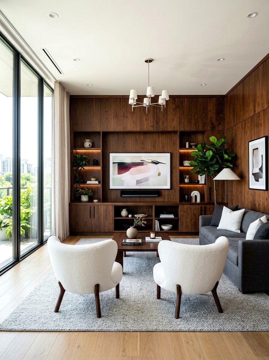Dark Wood Room - 30 winter living room styling ideas