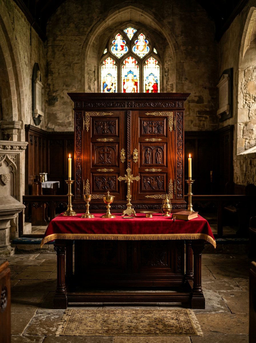 Dark Wood Sacred Cabinet - 30 home altar ideas