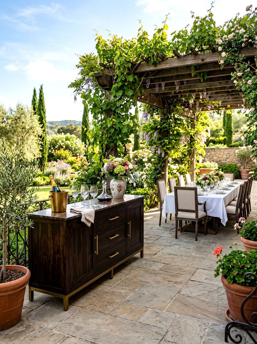 Dark Wood Server - 30 outdoor buffet cabinet ideas