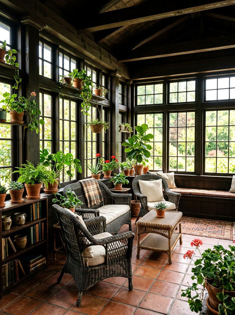 Dark Wood Sunroom - 30 dark academia room ideas