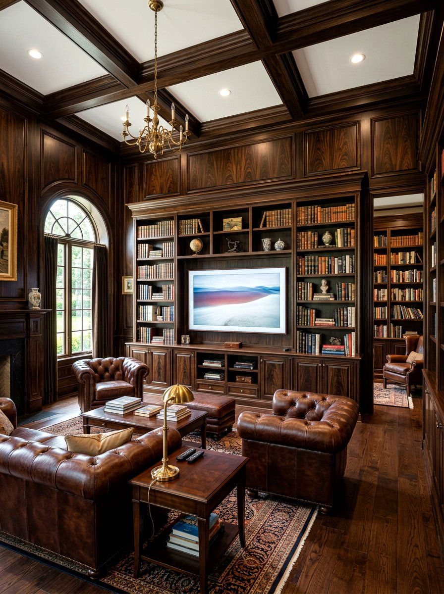 Dark Wood TV Wall - 30 TV wall panel ideas