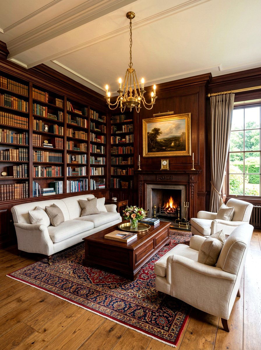 Dark Wood Traditional Living Room - 30 layered traditional living room ideas
