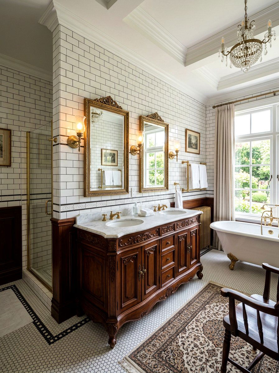 Dark Wood Vanity - 30 traditional bathroom ideas