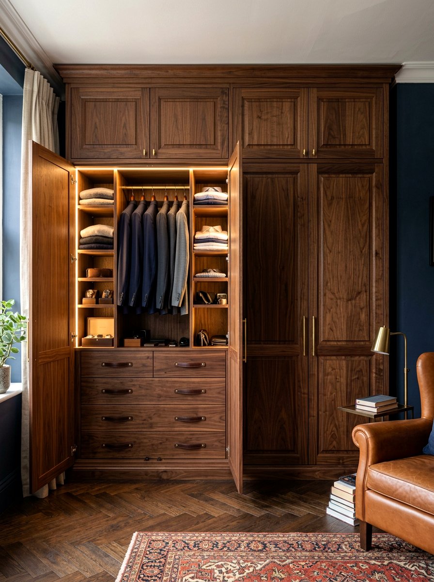 Dark Wood Wardrobe - 30 boutique closet ideas