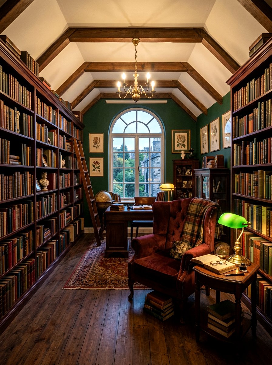 Dark academia attic library - 30 attic reading room ideas