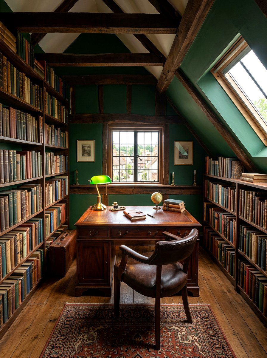 Dark academia attic study - 30 attic office ideas