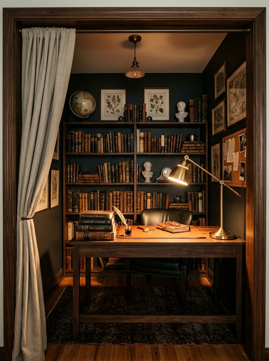Dark academia closet office - 30 closet office ideas