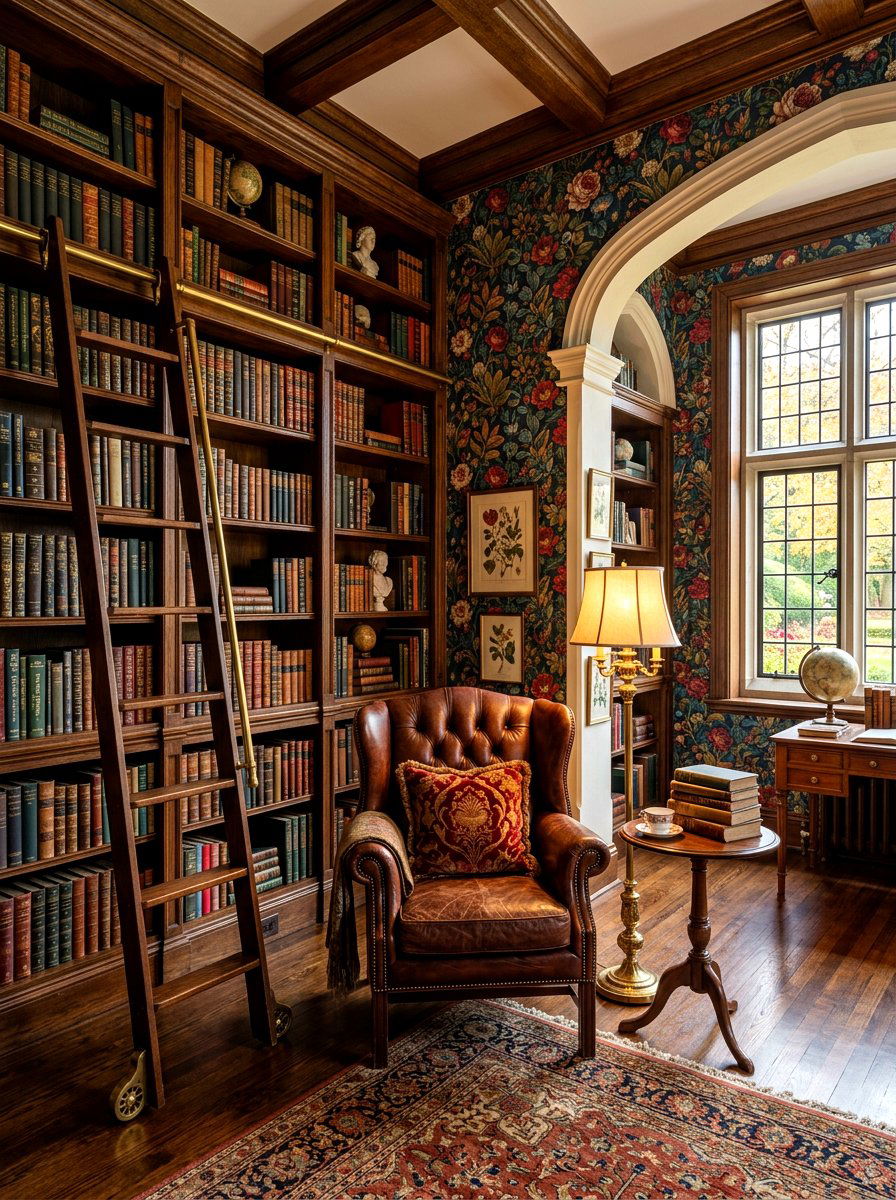 Dark academia floral library - 30 garden print wallpaper ideas