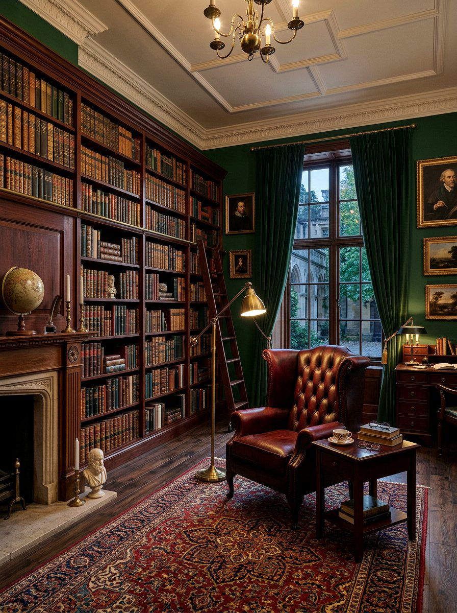 Dark academia home library - 30 cozy library fall ideas
